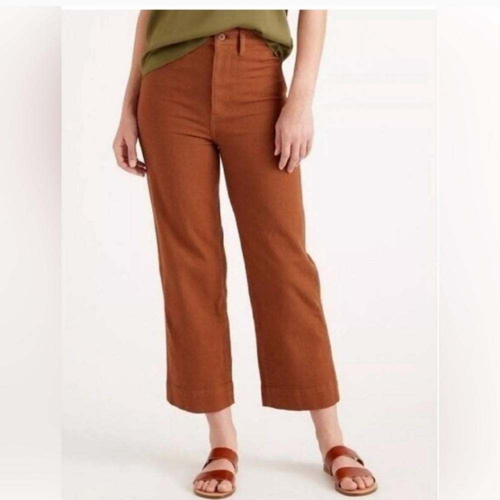 Quince Cropped Wide-Leg Pants in Rust Brown